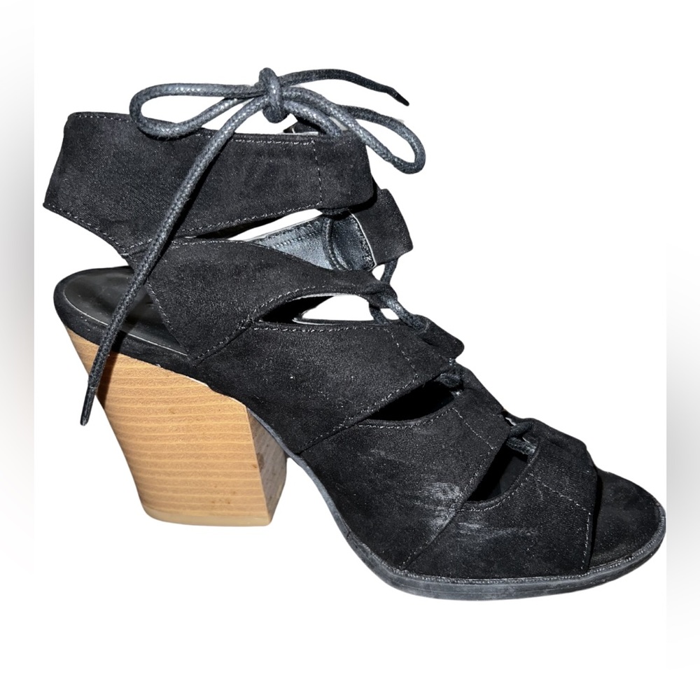 Black Block- Heel Lace Up Shoe